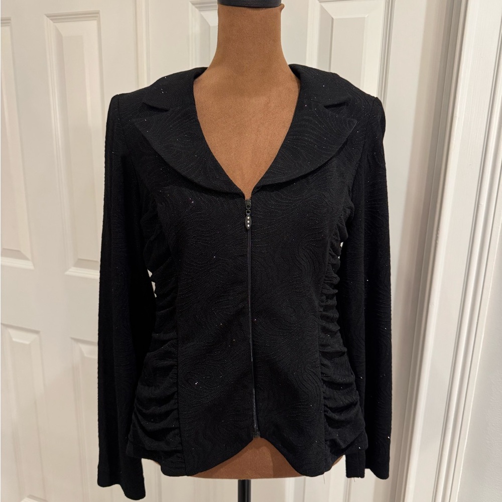 R&K Black Women's Jacket with Ruched Sides
